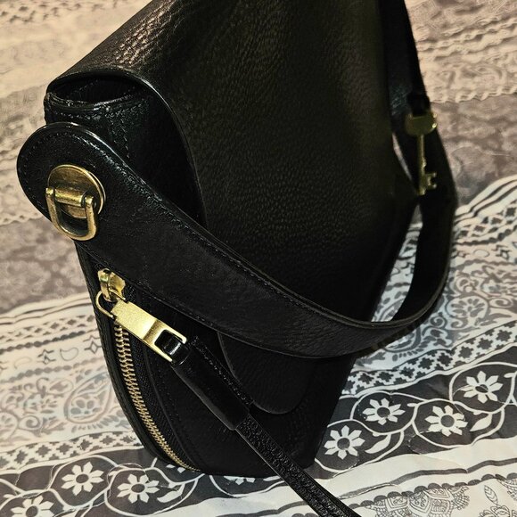 FOSSIL Black Pebble Leather Maya Flap Purse - Picture 2 of 14